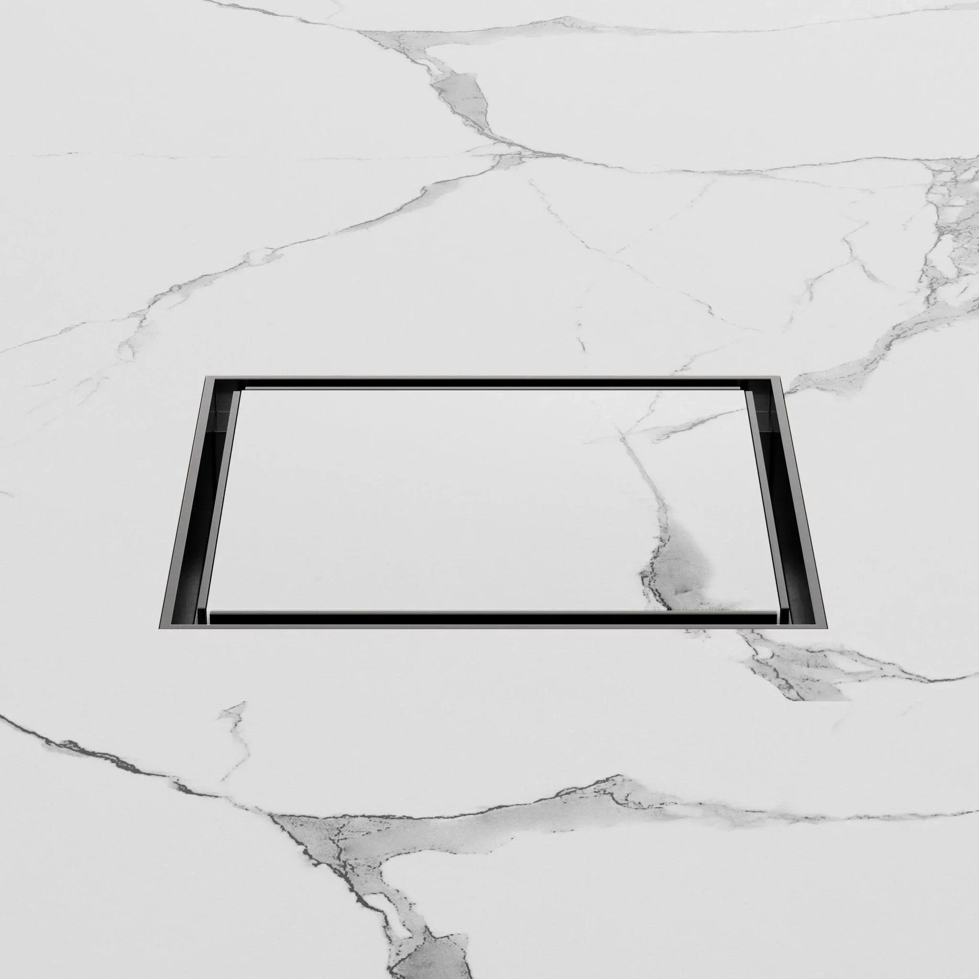 NERO 130MM SQUARE TILE INSERT FLOOR WASTE 100MM OUTLET GUN METAL - Ideal Bathroom CentreNRFW008GM