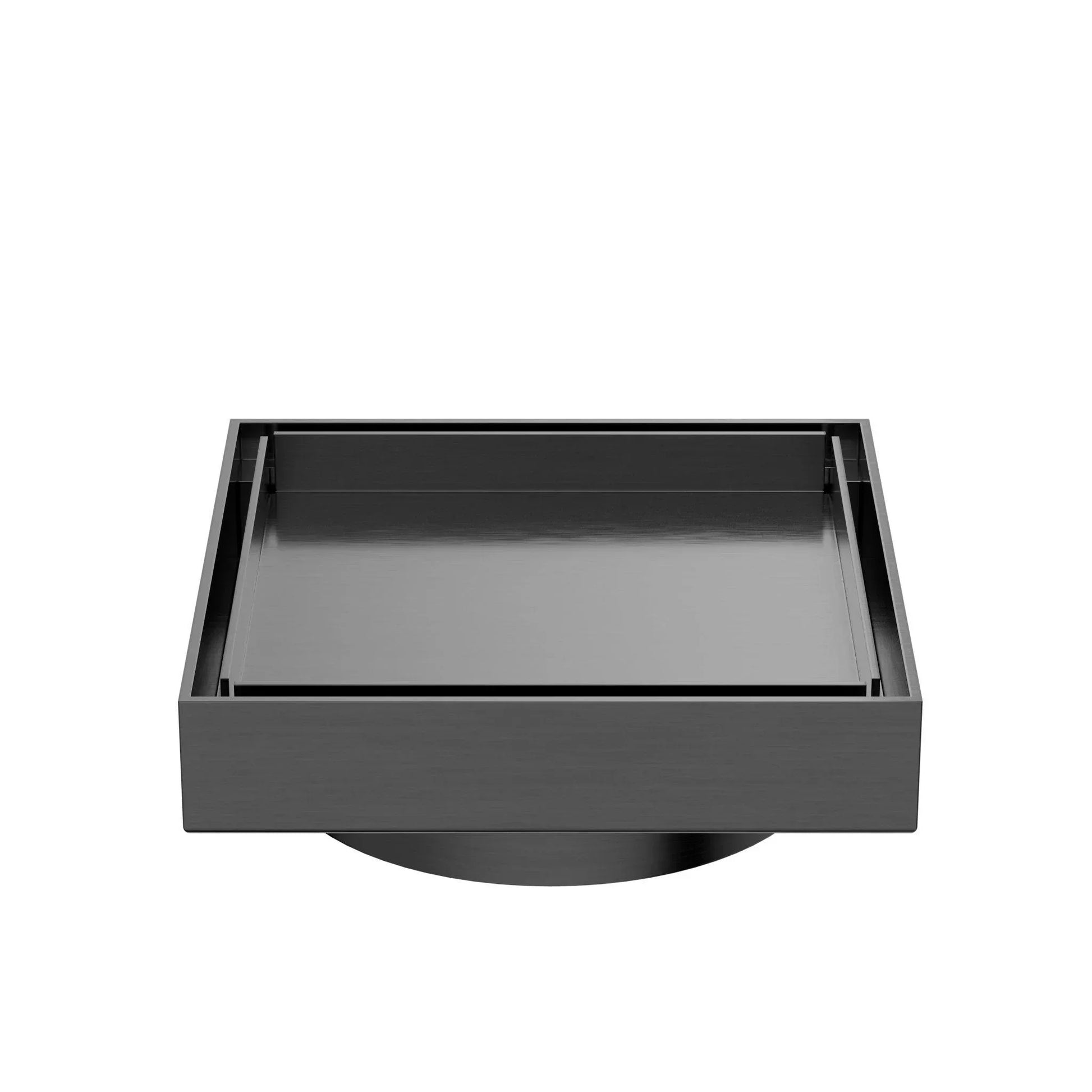 NERO 130MM SQUARE TILE INSERT FLOOR WASTE 100MM OUTLET GUN METAL - Ideal Bathroom CentreNRFW008GM