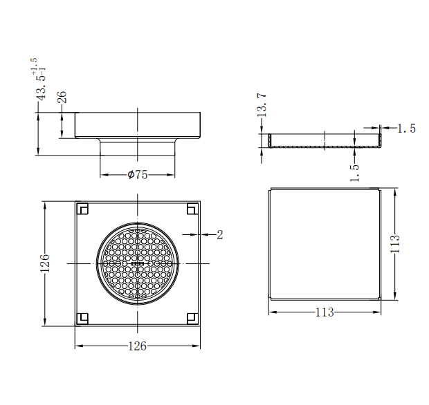 NERO 130MM SQUARE TILE INSERT FLOOR WASTE 80MM OUTLET BRUSHED BRONZE - Ideal Bathroom CentreNRFW007BZ