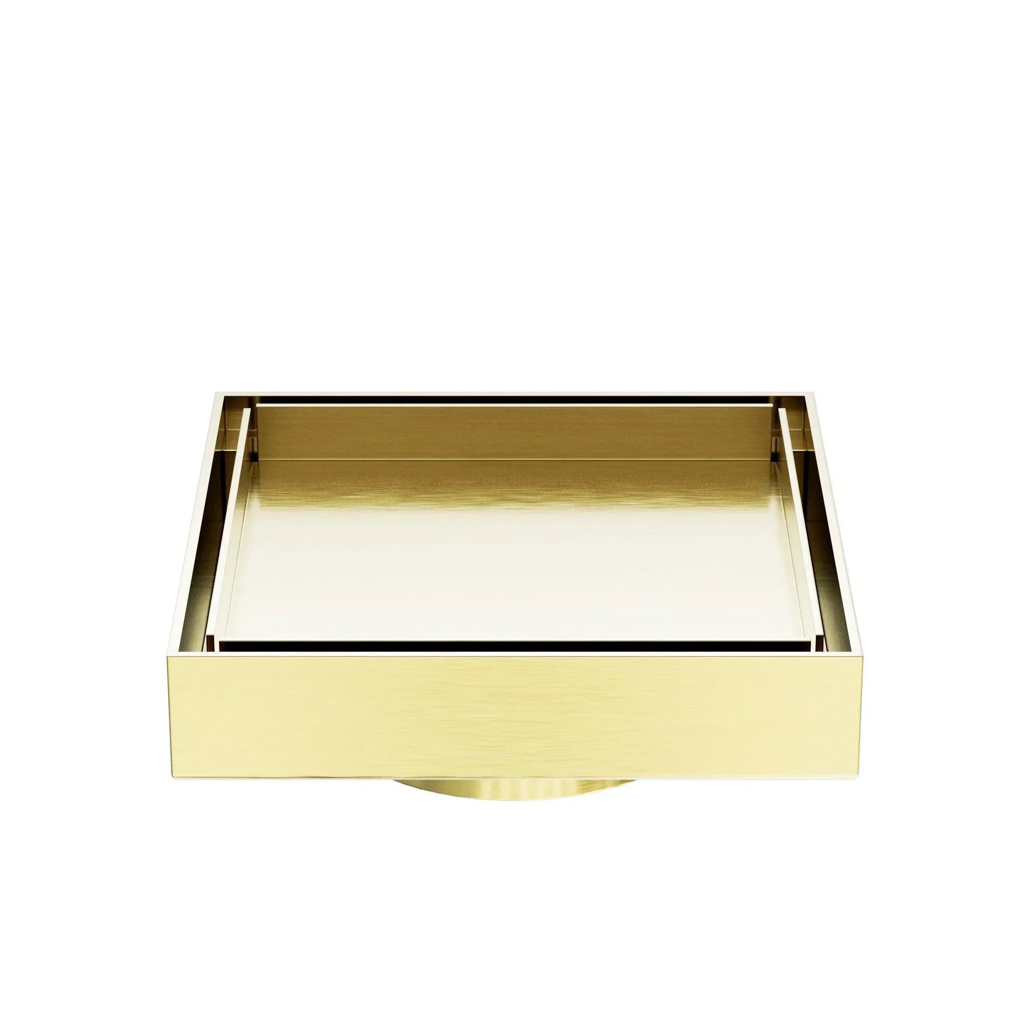 NERO 130MM SQUARE TILE INSERT FLOOR WASTE 80MM OUTLET BRUSHED GOLD - Ideal Bathroom CentreNRFW007BG