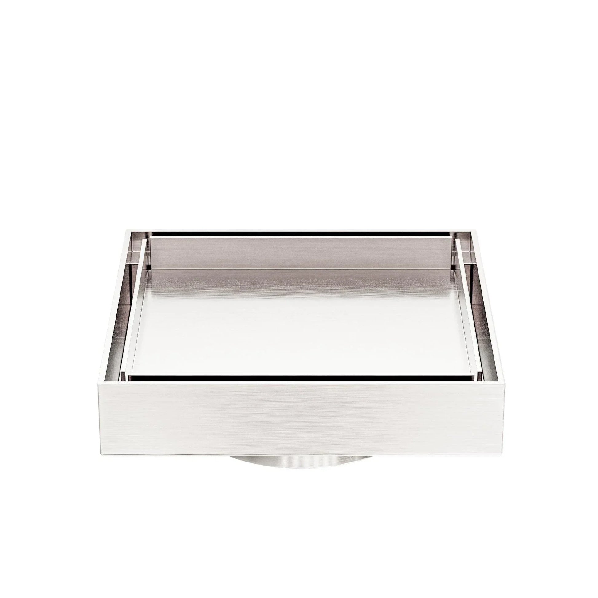 NERO 130MM SQUARE TILE INSERT FLOOR WASTE 80MM OUTLET BRUSHED NICKEL - Ideal Bathroom CentreNRFW007BN