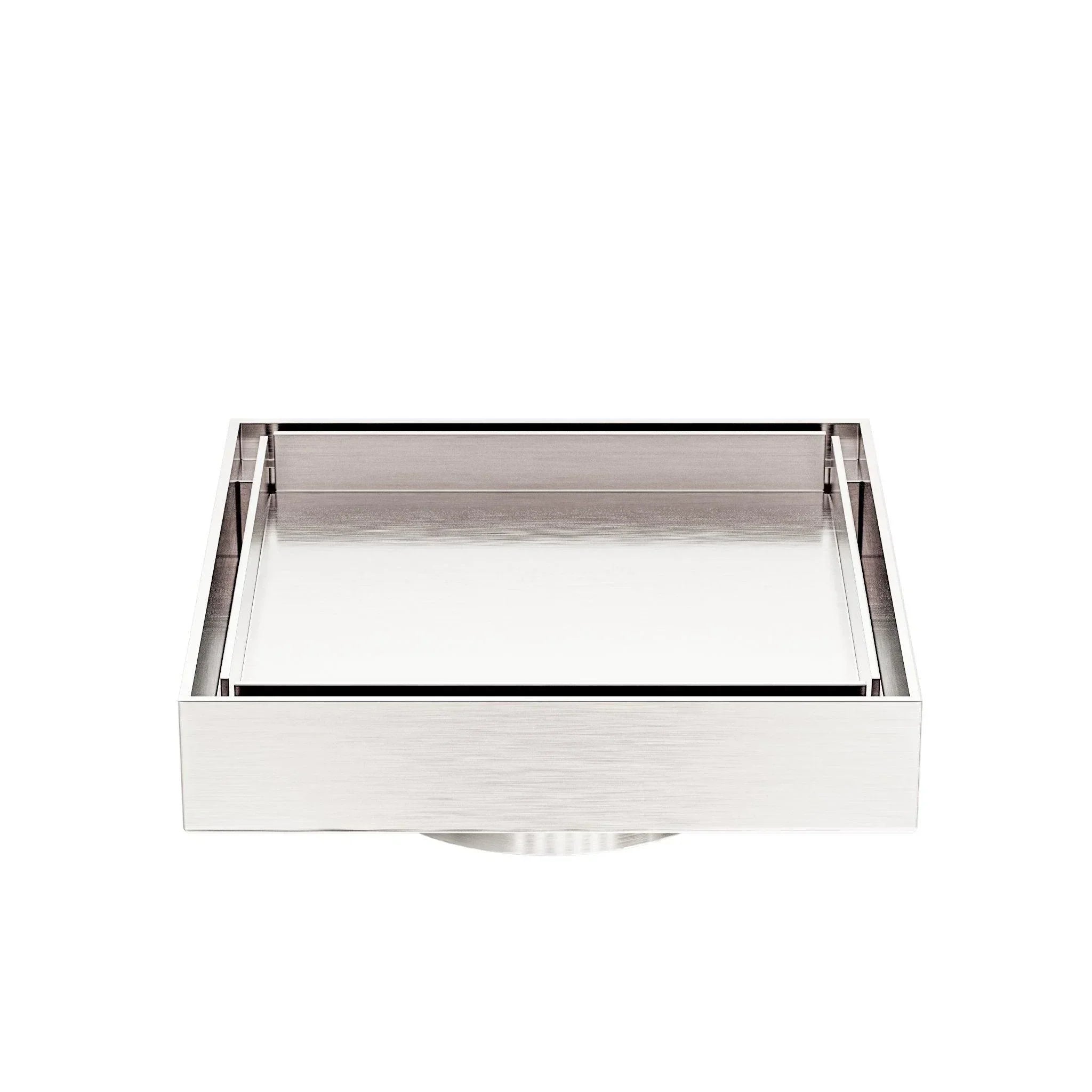 NERO 130MM SQUARE TILE INSERT FLOOR WASTE 80MM OUTLET BRUSHED NICKEL - Ideal Bathroom CentreNRFW007BN
