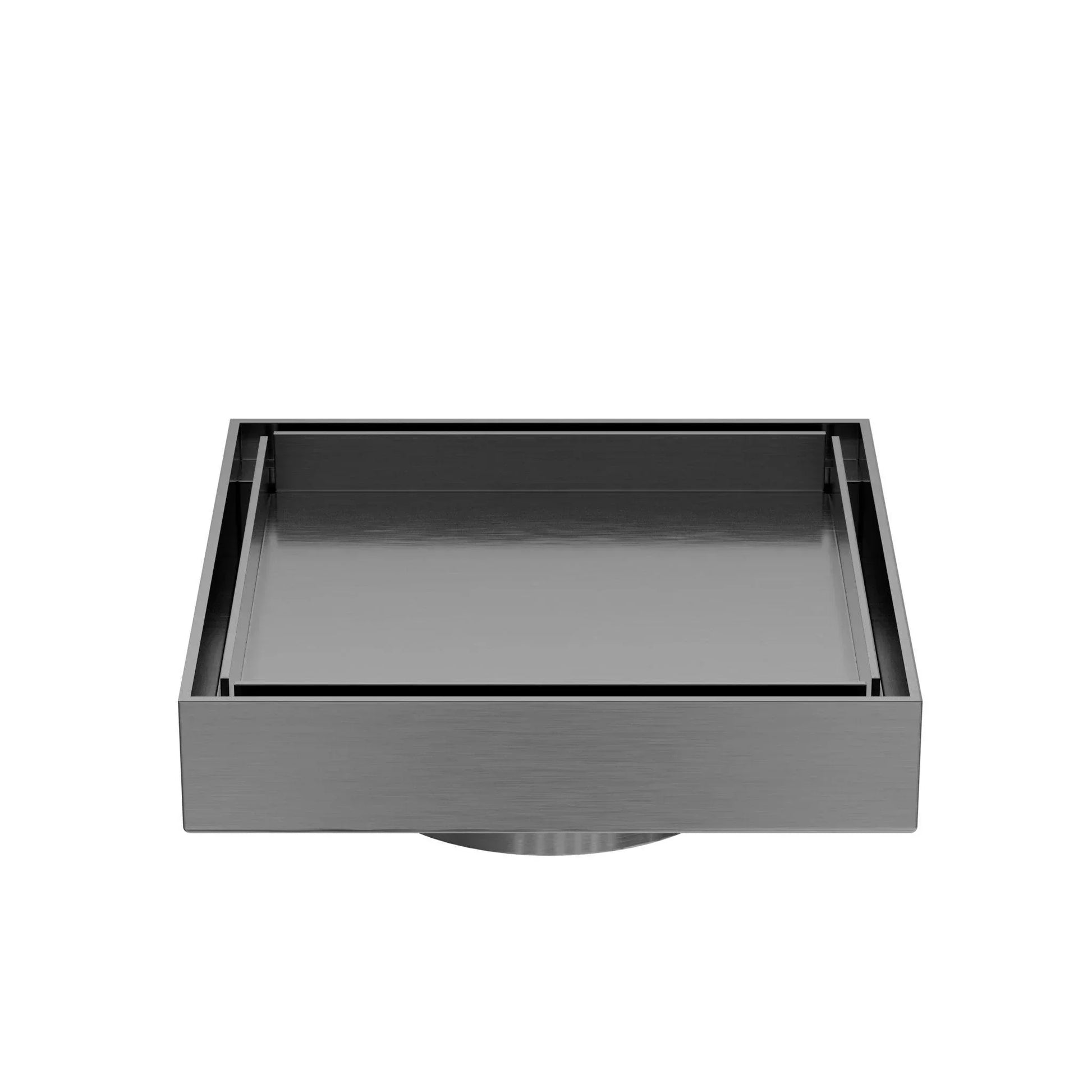 NERO 130MM SQUARE TILE INSERT FLOOR WASTE 80MM OUTLET GUN METAL - Ideal Bathroom CentreNRFW007GM