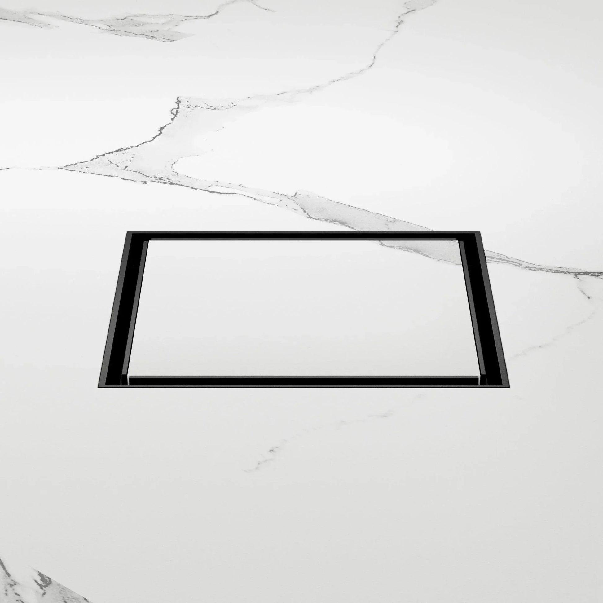 NERO 130MM SQUARE TILE INSERT FLOOR WASTE 80MM OUTLET MATTE BLACK - Ideal Bathroom CentreNRFW007MB