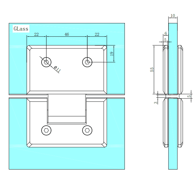 NERO 180 DEGREE GLASS TO GLASS SHOWER HINGE 10MM GLASS BRUSHED GOLD - Ideal Bathroom CentreNRSH102BG