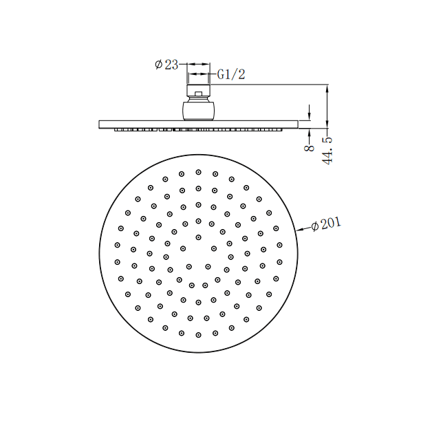 NERO 200MM ROUND SHOWER HEAD CHROME - Ideal Bathroom CentreNRROA0802CH