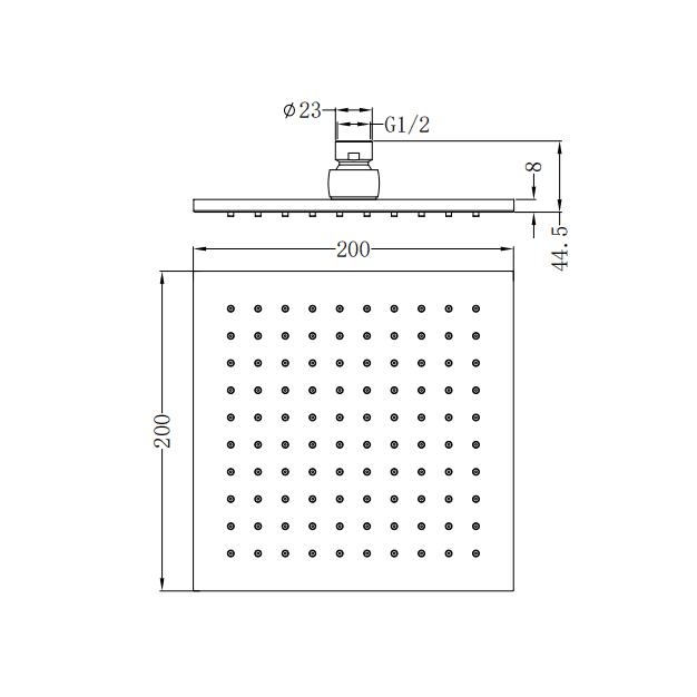 NERO 200MM SQUARE SHOWER HEAD MATTE BLACK - Ideal Bathroom CentreNRROB0803MB