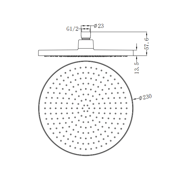 NERO 230MM AIR SHOWER HEAD BRUSHED NICKEL - Ideal Bathroom CentreNR508076BN
