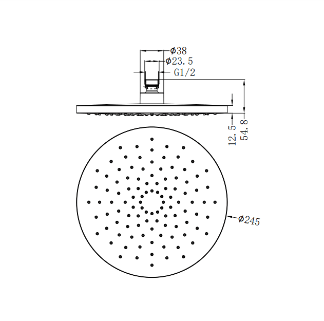 NERO 250MM ABS ROUND SHOWER HEAD BRUSHED NICKEL - Ideal Bathroom CentreNR508088BN