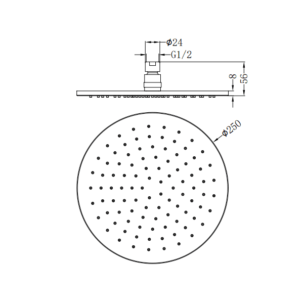 NERO 250MM ROUND SHOWER HEAD CHROME - Ideal Bathroom CentreNRROA1001CH