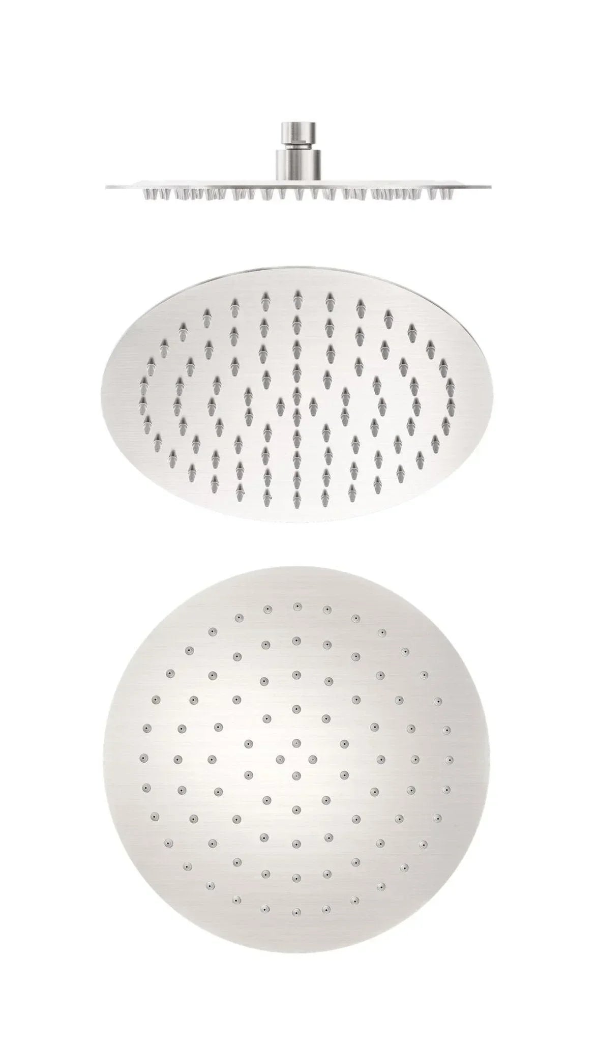 NERO 250MM ROUND STAINLESS STEEL SHOWER HEAD 4 STAR RATING BRUSHED NICKEL - Ideal Bathroom CentreNR507036BN