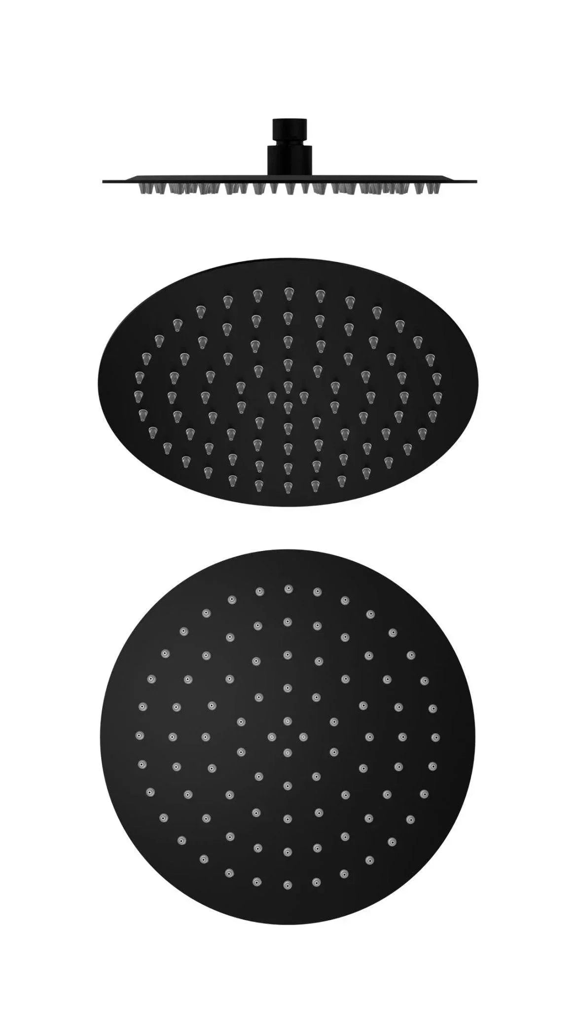NERO 250MM ROUND STAINLESS STEEL SHOWER HEAD 4 STAR RATING MATTE BLACK - Ideal Bathroom CentreNR507036MB