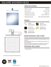 NERO 250MM SQUARE SHOWER HEAD CHROME - Ideal Bathroom CentreNRROB1003CH