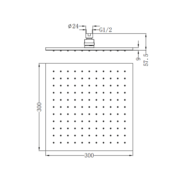 NERO 300MM SQUARE SHOWER HEAD CHROME - Ideal Bathroom CentreNRROB1202CH
