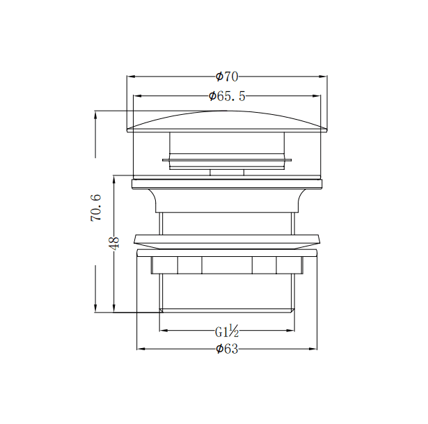 NERO 40MM BATH POP-UP PLUG WITH REMOVABLE WASTE NO OVERFLOW GRAPHITE - Ideal Bathroom CentreNRA707GR