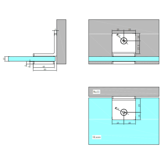 NERO 90 DEGREE GLASS TO WALL BRACKET 10MM GLASS BRUSHED BRONZE - Ideal Bathroom CentreNRSH204BZ