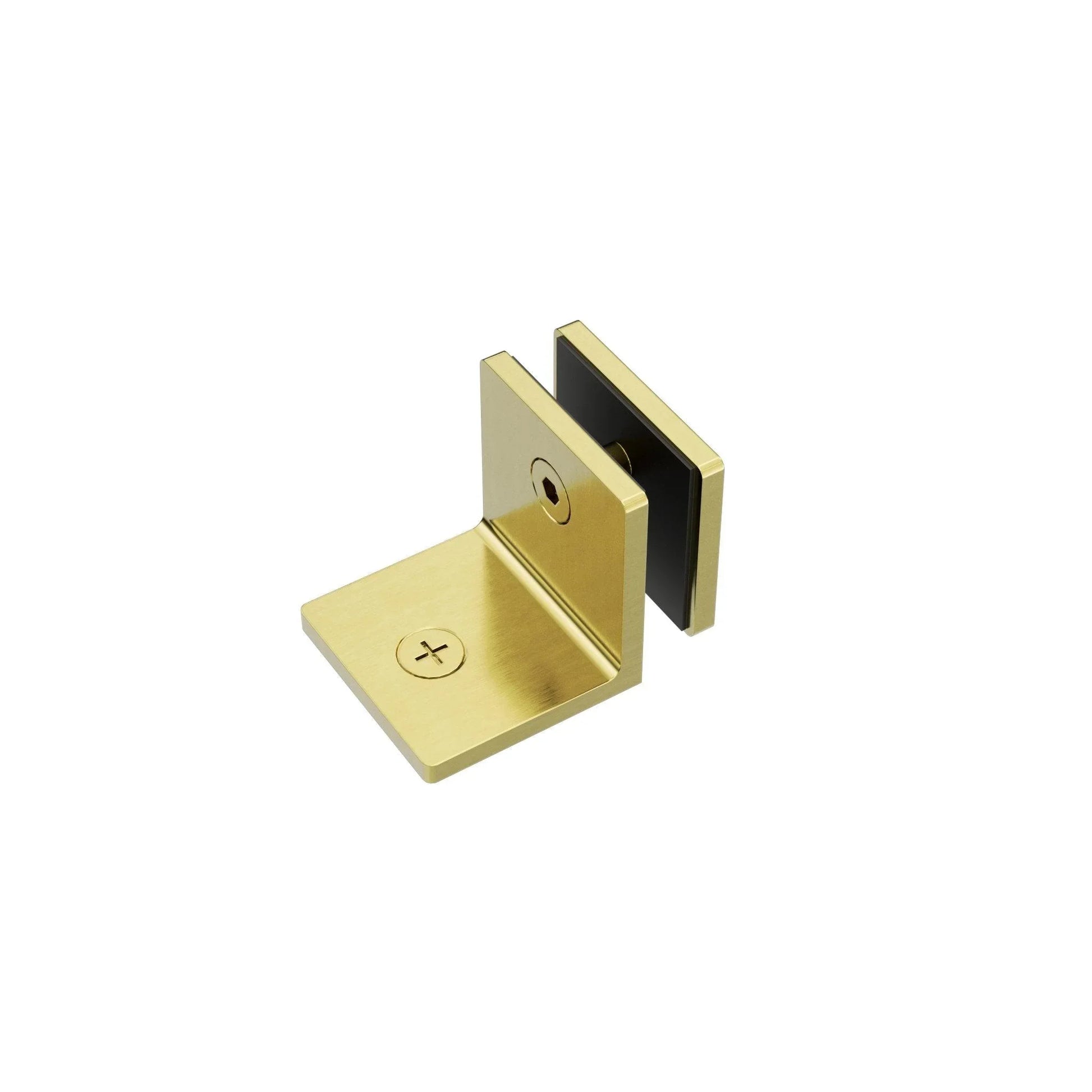 NERO 90 DEGREE GLASS TO WALL BRACKET 10MM GLASS BRUSHED GOLD - Ideal Bathroom CentreNRSH204BG