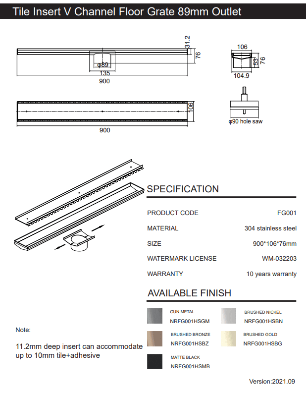 NERO 90MM OUTLET AND HOLE SAW KIT - Ideal Bathroom CentreNRFG001HS