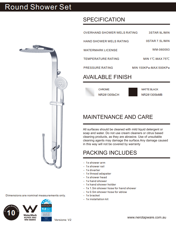 NERO ASTRA RAIN ROUND TWIN SHOWERDOUBLE HOSE CHROME - Ideal Bathroom CentreNR281305bCH