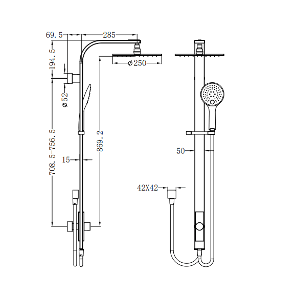 NERO ASTRA RAIN ROUND TWIN SHOWERDOUBLE HOSE CHROME - Ideal Bathroom CentreNR281305bCH