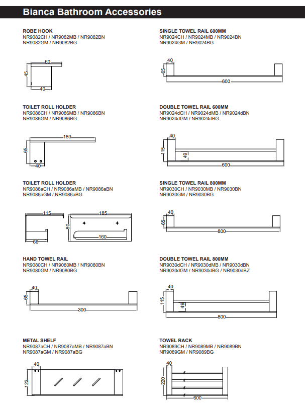 NERO BIANCA DOUBLE TOWEL RAIL 800MM CHROME - Ideal Bathroom CentreNR9030dCH