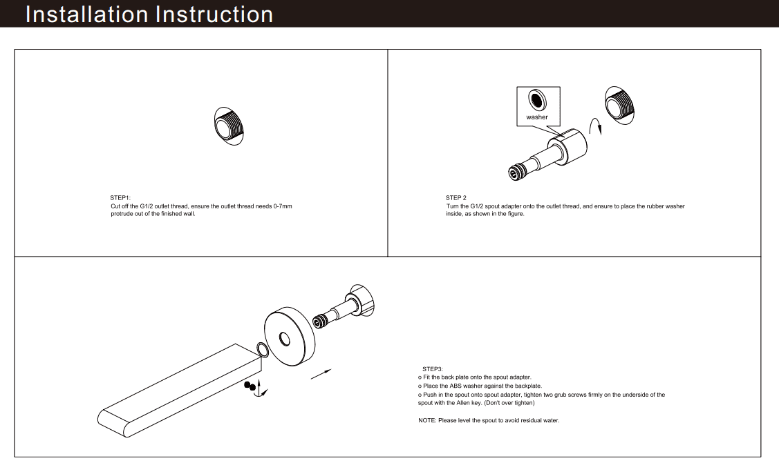 NERO BIANCA FIXED BASIN/BATH SPOUT ONLY 240MM BRUSHED GOLD - Ideal Bathroom CentreNR321503bBG