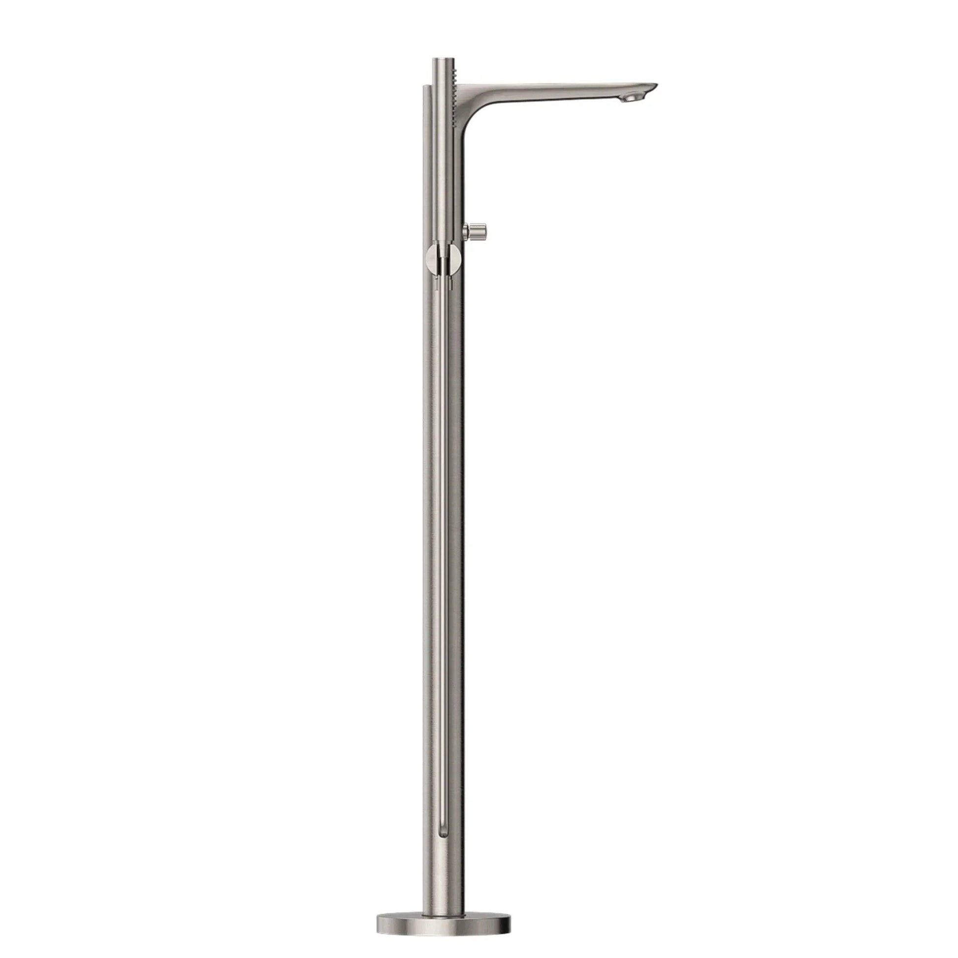 Nero Bianca Floor Standing Bath Mixer With Hand Shower, Brushed Nickel - Ideal Bathroom CentreNR321503aBN