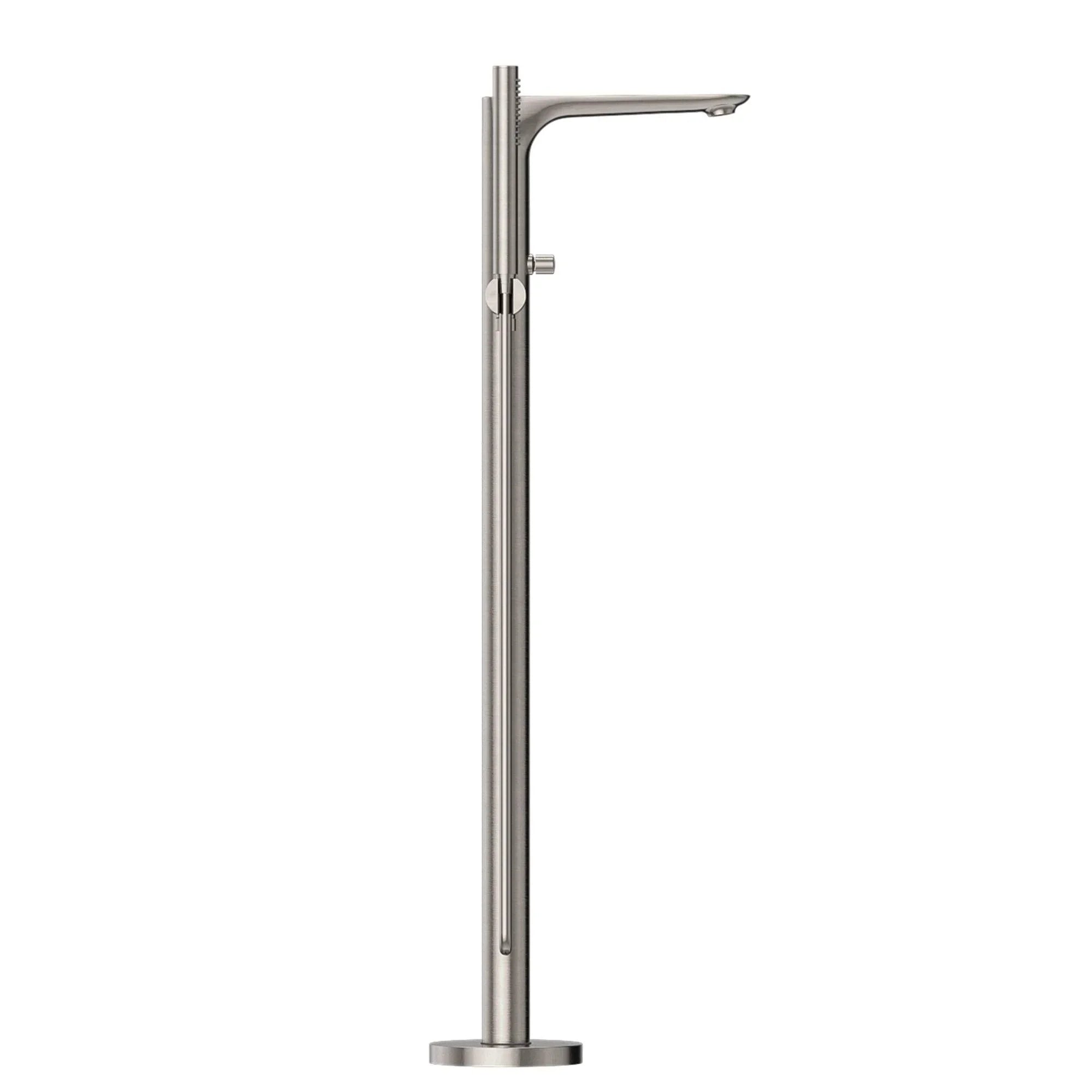 Nero Bianca Floor Standing Bath Mixer With Hand Shower, Brushed Nickel - Ideal Bathroom CentreNR321503aBN