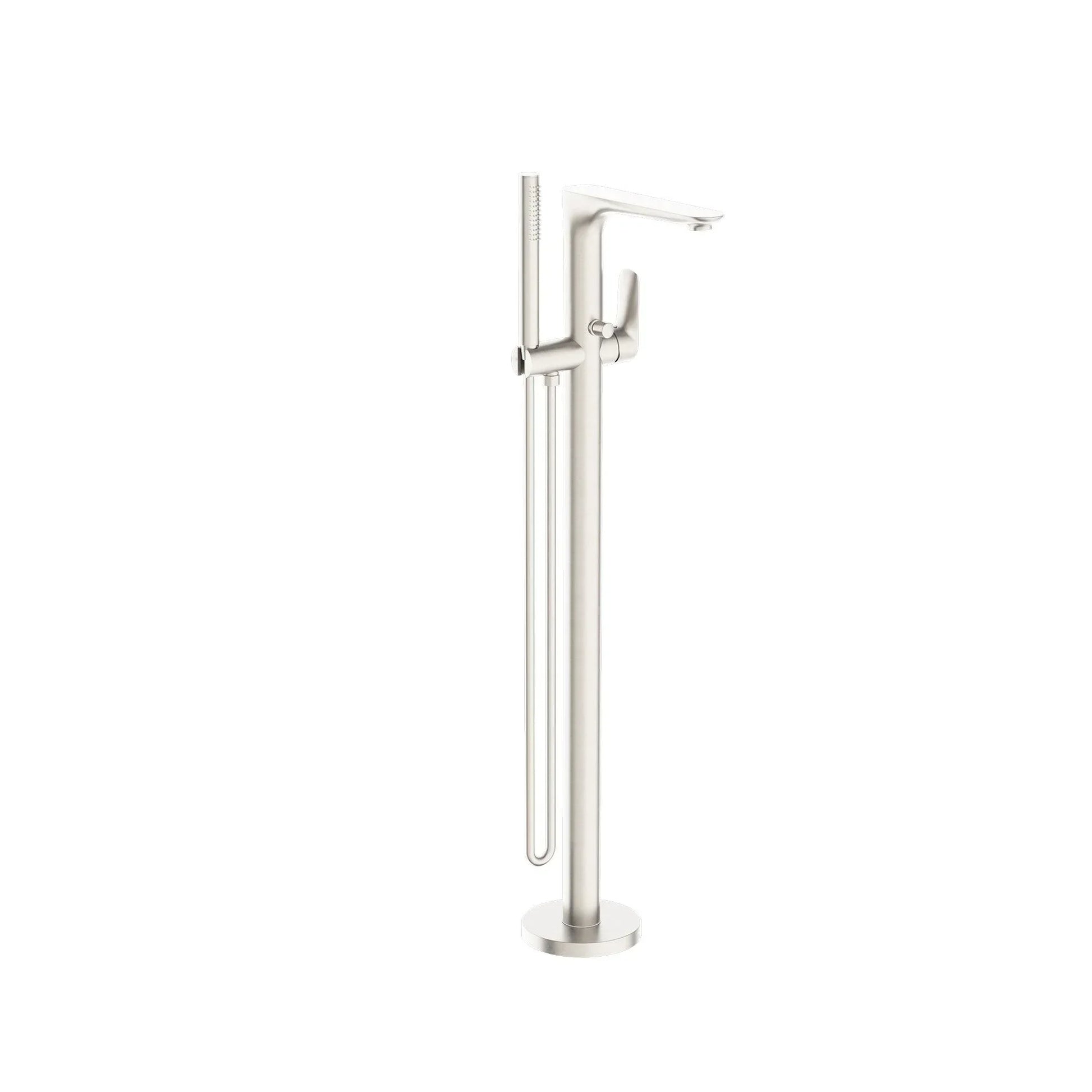 Nero Bianca Floor Standing Bath Mixer With Hand Shower, Brushed Nickel - Ideal Bathroom CentreNR321503aBN