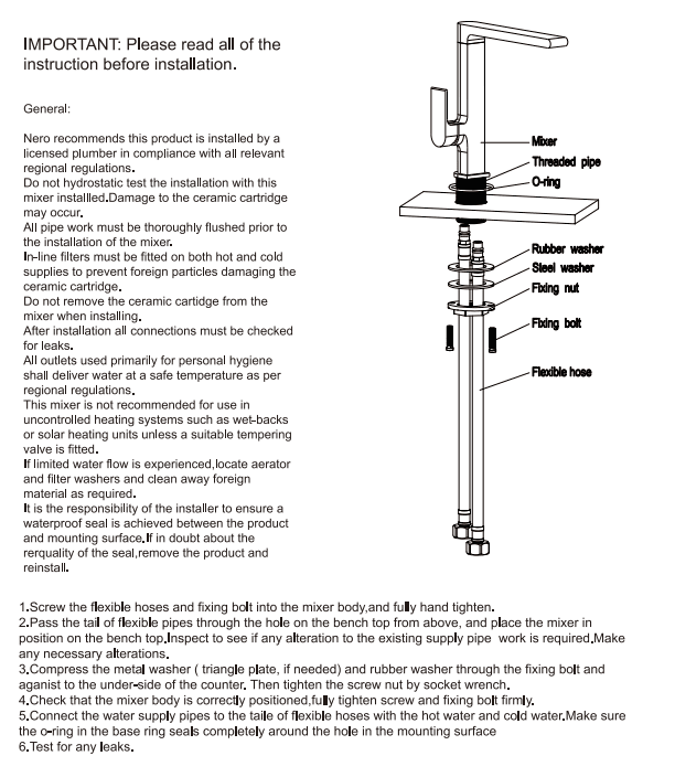 NERO BIANCA KITCHEN MIXER BRUSHED NICKEL - Ideal Bathroom CentreNR321507BN
