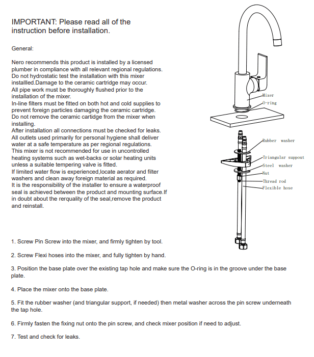 NERO BIANCA KTICHEN MIXER GOOSENECK SPOUT BRUSHED GOLD - Ideal Bathroom CentreNR321506BG