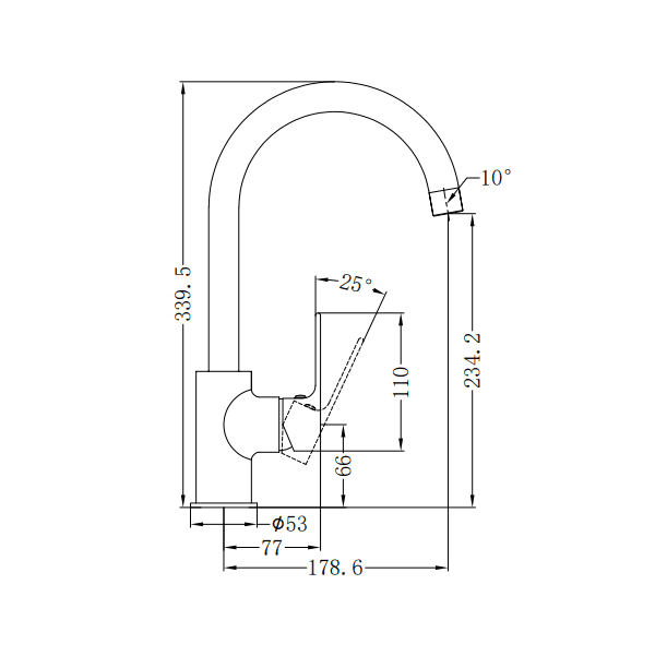 NERO BIANCA KTICHEN MIXER GOOSENECK SPOUT GUN METAL - Ideal Bathroom CentreNR321506GM
