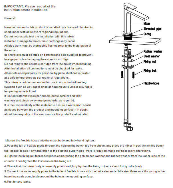 NERO BIANCA MID TALL BASIN MIXER BRUSHED NICKEL - Ideal Bathroom CentreNR321501dBN
