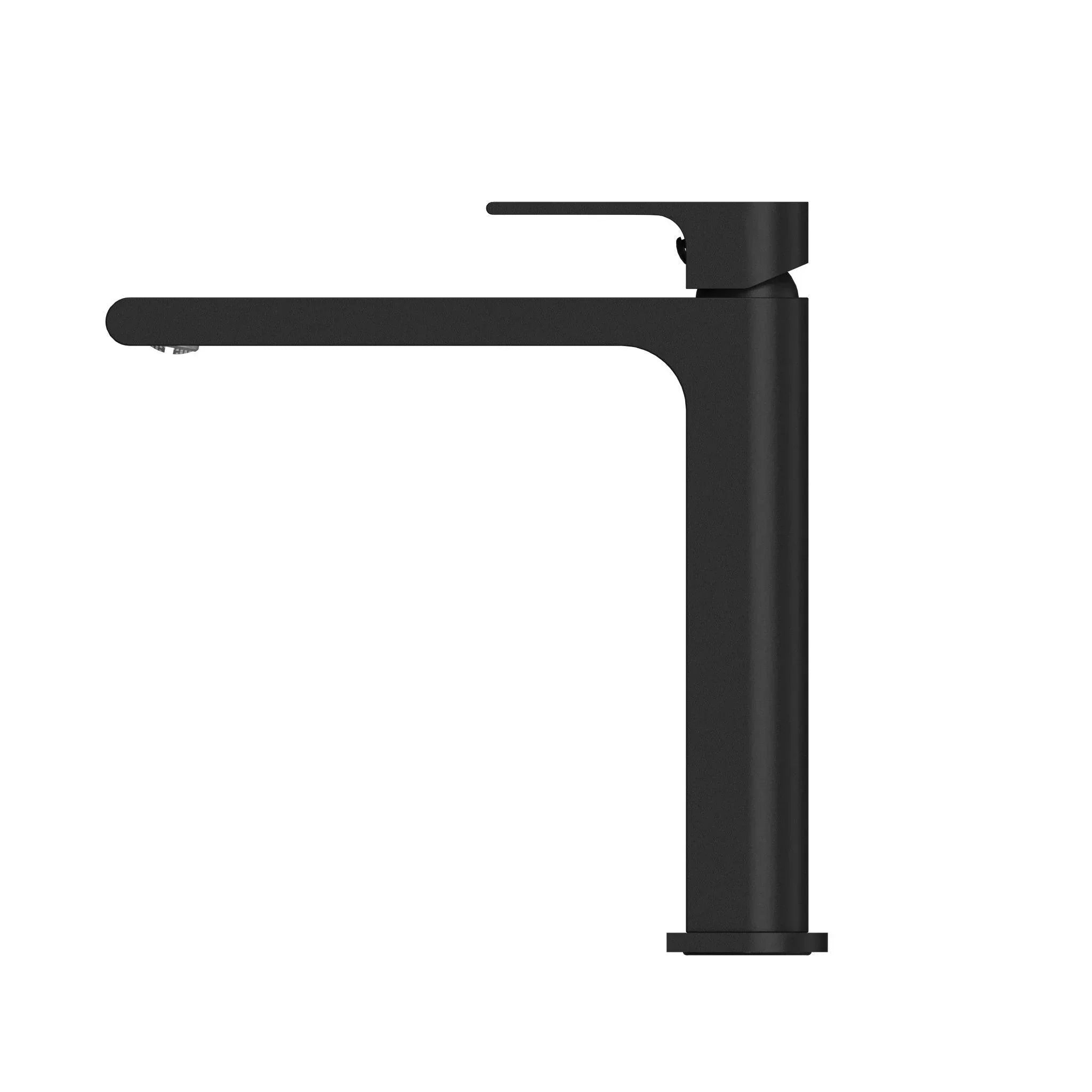 NERO BIANCA MID TALL BASIN MIXER MATTE BLACK - Ideal Bathroom CentreNR321501dMB