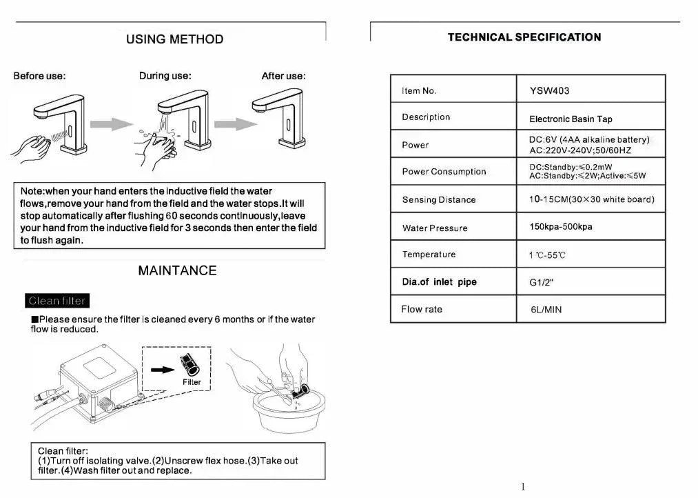 NERO BIANCA SENSOR TAP CHROME - Ideal Bathroom CentreNR403CH