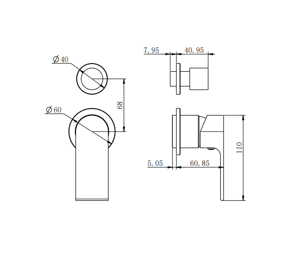 NERO BIANCA SHOWER MIXER WITH DIVERTOR SEPARATE BACK PLATE TRIM KITS ONLY CHROME - Ideal Bathroom CentreNR321511GTCH