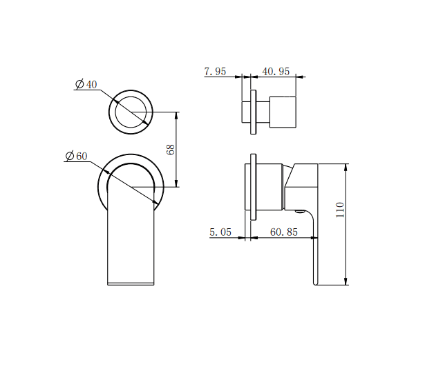 NERO BIANCA SHOWER MIXER WITH DIVERTOR SEPARATE BACK PLATE TRIM KITS ONLY GUN METAL - Ideal Bathroom CentreNR321511GTGM