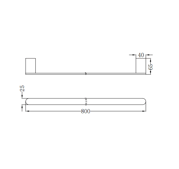NERO BIANCA SINGLE TOWEL RAIL 800MM MATTE BLACK - Ideal Bathroom CentreNR9030MB