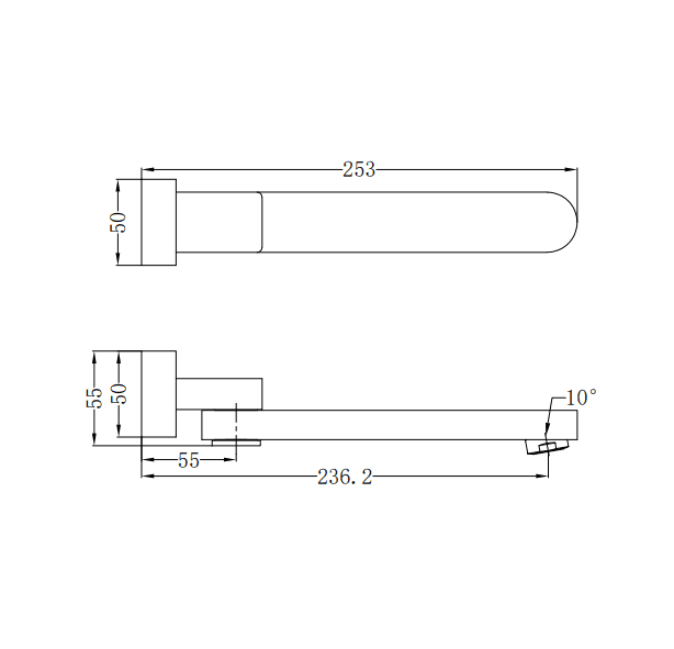 NERO BIANCA SWIVEL BATH SPOUT ONLY BRUSHED NICKEL - Ideal Bathroom CentreNR207BN
