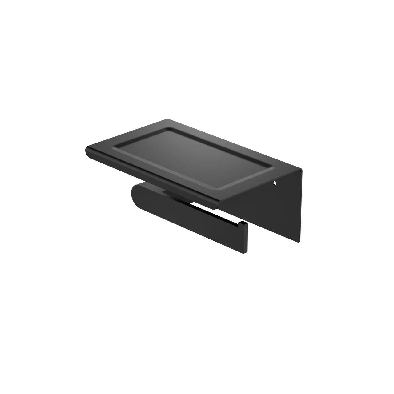 NERO BIANCA TOILET ROLL HOLDER WITH PHONE HOLDER MATTE BLACK - Ideal Bathroom CentreNR9086aMB