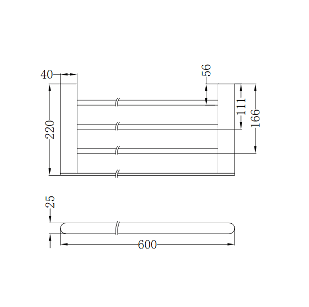 NERO BIANCA TOWEL RACK MATTE BLACK - Ideal Bathroom CentreNR9089MB