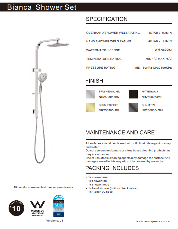 NERO BIANCA TWIN SHOWER GUN METAL - Ideal Bathroom CentreNR250805cGM