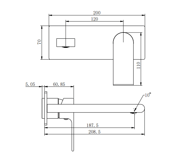 NERO BIANCA WALL BASIN/BATH MIXER 187MM TRIM KITS ONLY BRUSHED NICKEL - Ideal Bathroom CentreNR321510ATBN