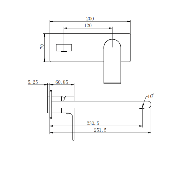 NERO BIANCA WALL BASIN/BATH MIXER 230MM TRIM KITS ONLY MATTE BLACK - Ideal Bathroom CentreNR321510BTMB