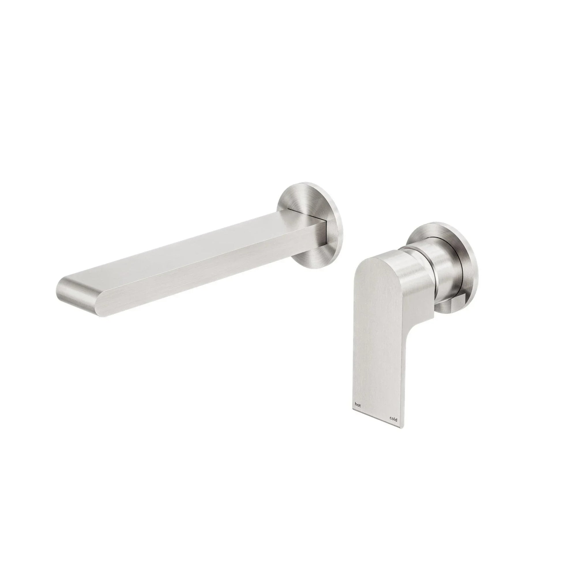 NERO BIANCA WALL BASIN/BATH MIXER SEPARATE BACK PLATE 230MM BRUSHED NICKEL - Ideal Bathroom CentreNR321510FBN