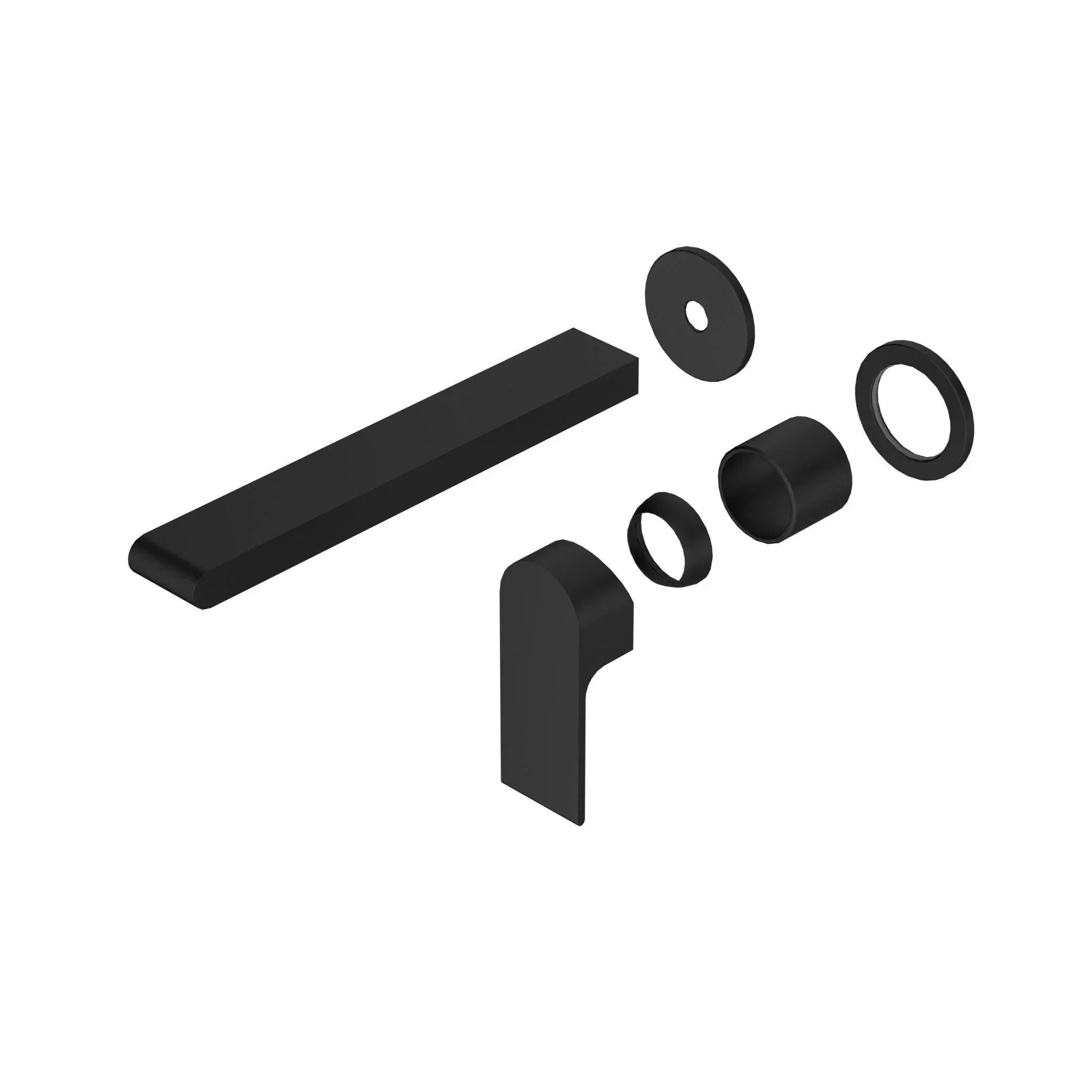 NERO BIANCA WALL BASIN/BATH MIXER SEPARATE BACK PLATE 230MM TRIM KITS ONLY MATTE BLACK - Ideal Bathroom CentreNR321510FTMB
