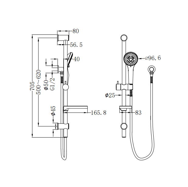 NERO BUILDER BUDGET SHOWER RAIL CHROME - Ideal Bathroom CentreNR315CH