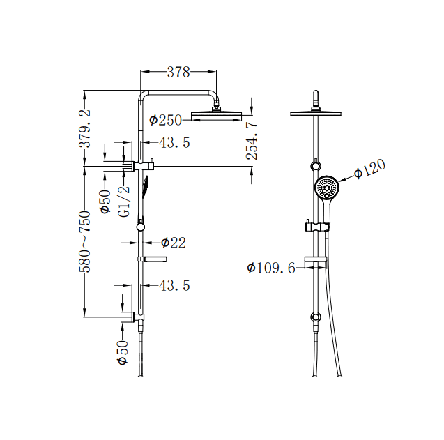 NERO BUILDER PROJECT TWIN SHOWER BRUSHED NICKEL - Ideal Bathroom CentreNR232105cBN