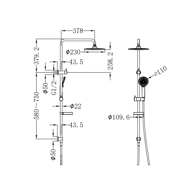 NERO BUILDER PROJECT TWIN SHOWER SET MATTE BLACK - Ideal Bathroom CentreNR232105MB