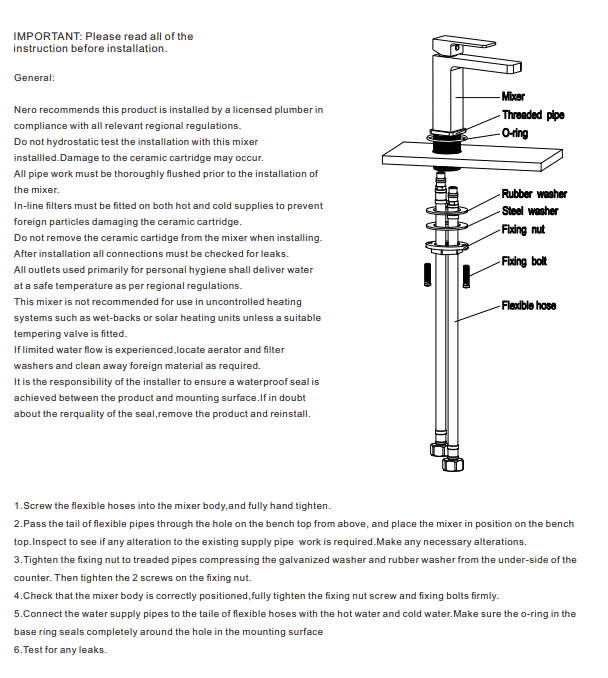 NERO CELIA BASIN MIXER BUILDERS RANGE BRUSHED NICKEL - Ideal Bathroom CentreNR301502BN